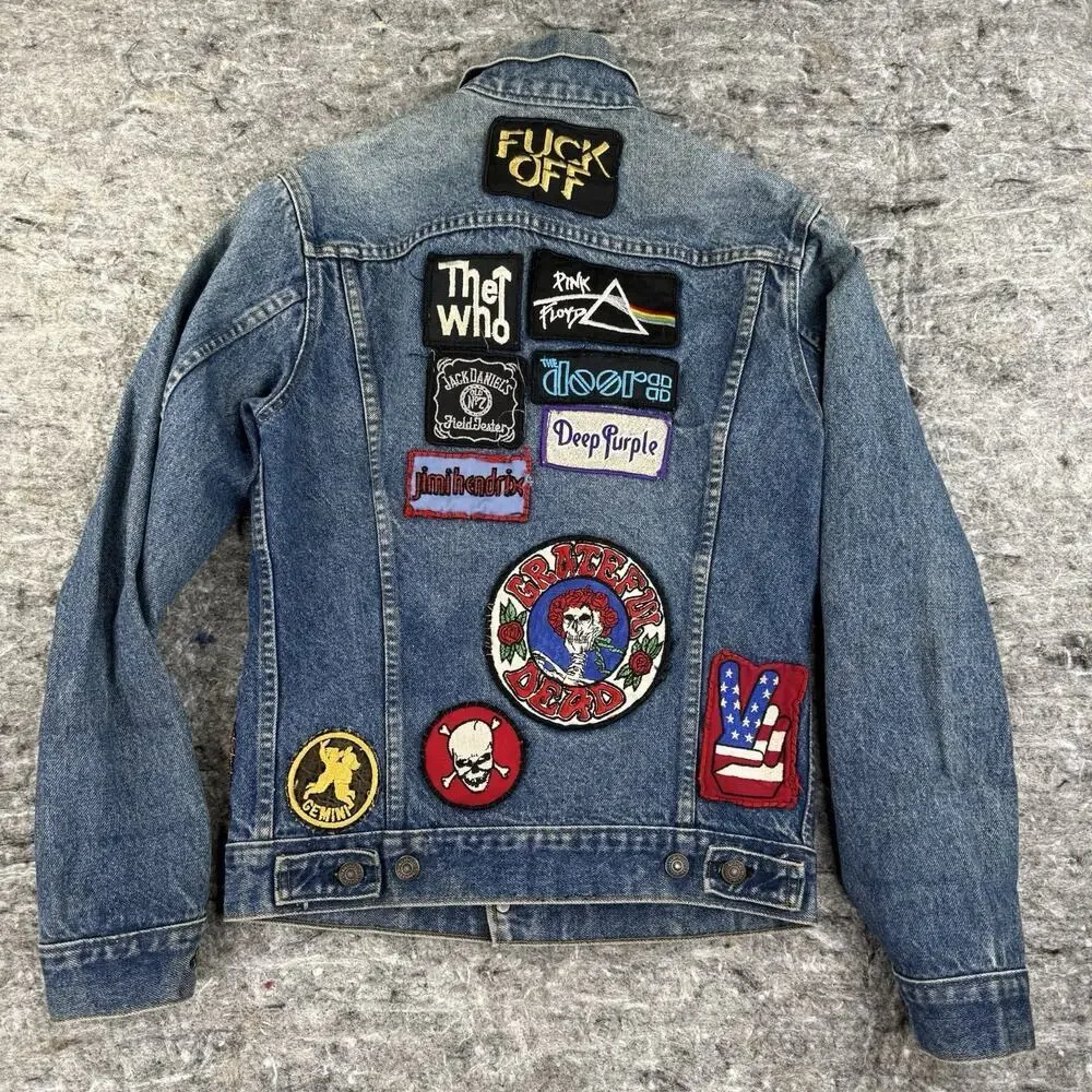 Vintage Levis Jacket Blue Denim Trucker Patch 71205 0217 Made USA Sz 36L WPL 423